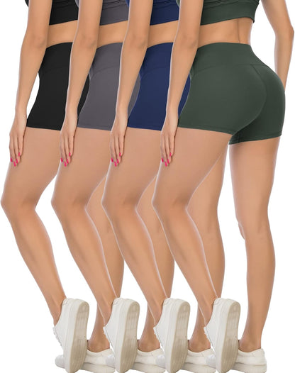 High Waisted Spandex Biker Shorts, Workout Booty Soft Yoga Shorts for Women